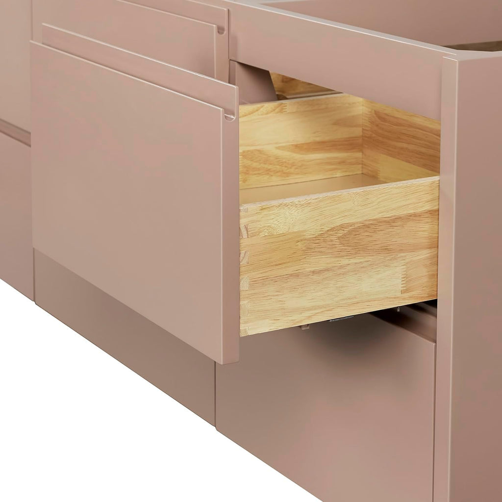 ARIEL West 60 Inch Wall-Mounted Double Rectangle Sink Bathroom Vanity with Carrara White Quartz Countertop 1.5 Inch in Mocha
