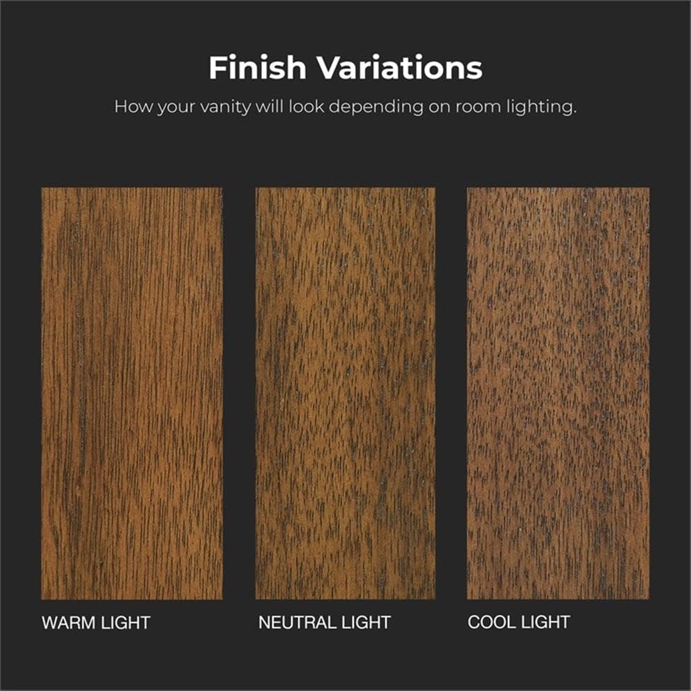 Pemberly Row 30' Bathroom Vanity, Warm Walnut Finish, White Engineered Stone Countertop with Rectangular Undermount Sink, Adjustable Shelf, Soft-Close Doors, Small Bathrooms or Powder Rooms