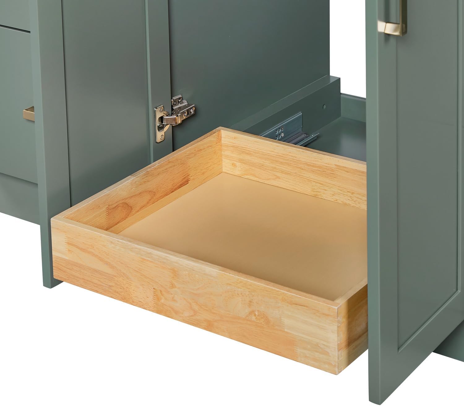 ARIEL Loren 60-inch Bathroom Vanity with Sink,Solid Wood, 1.5-inch Carrara White Quartz Countertop, Single Oval Porcelain Sink, 2 Soft Closing Doors, 7 Dovetail Drawers, Vintage Green