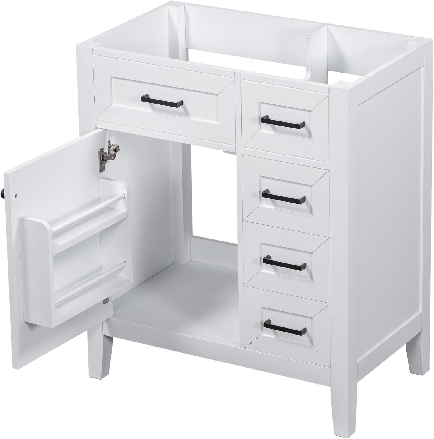 30 Inch Bathroom Vanity Without Sink, Base Only, Storage Cabinet with Doors and Drawers, White