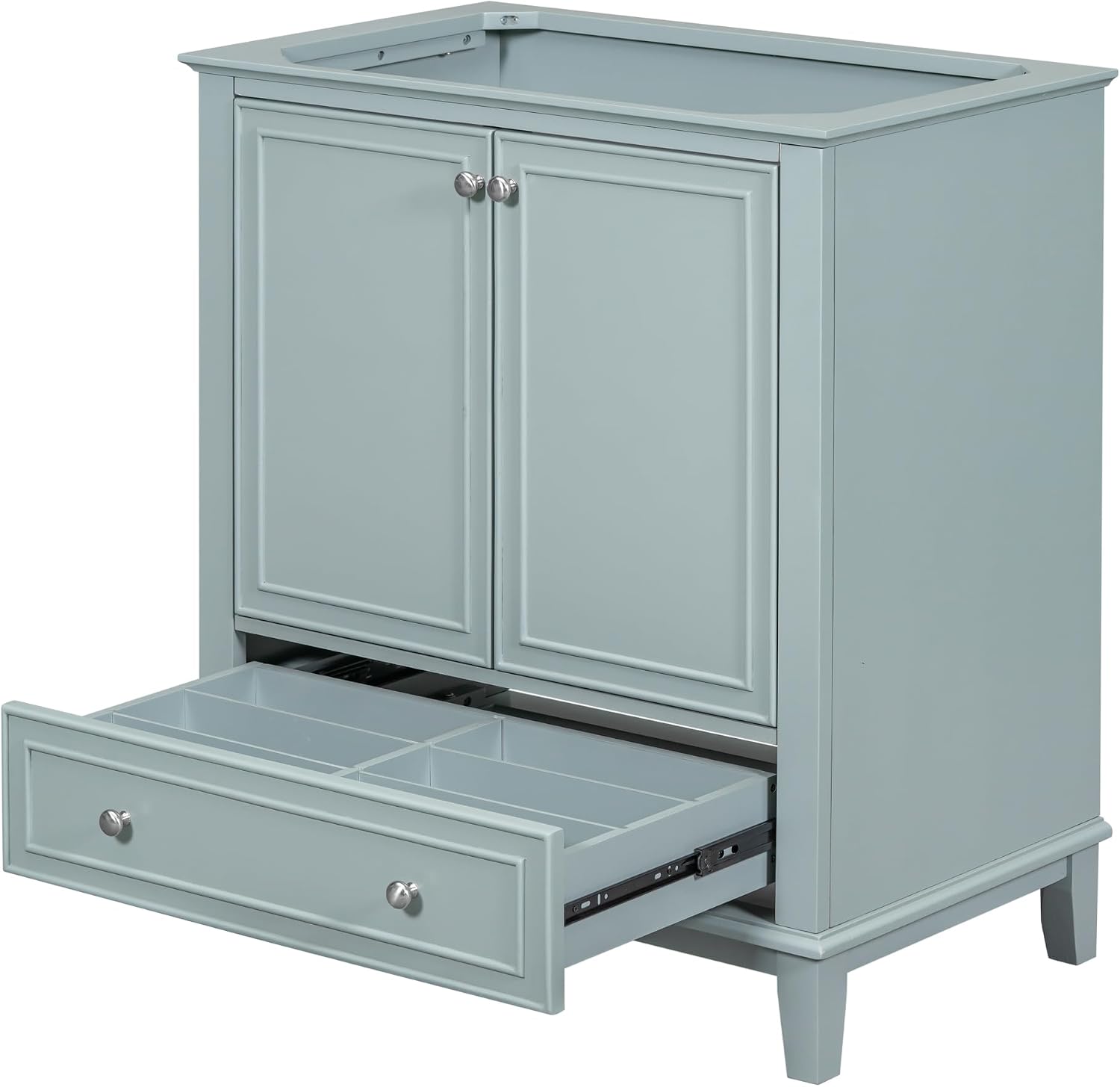30' Bathroom Vanity Without Sink,Base Only,Solid Wood Cabinet Set with Doors and Drawer,Adjustable Shelf,Removable Panel,Easy to Install,Green