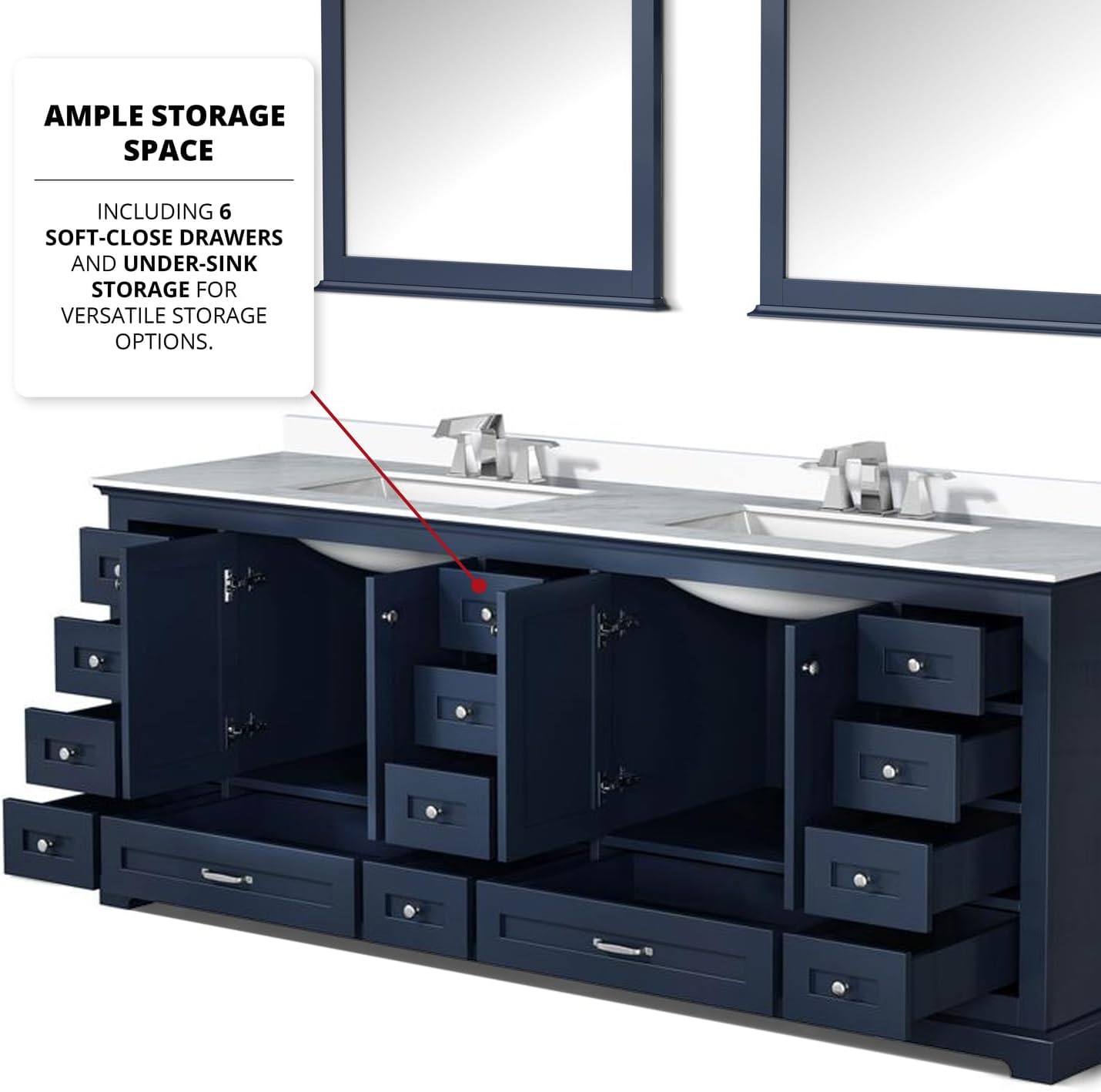 Dukes 84 in. W x 22 in. D Navy Blue Double Bath Vanity and Cultured Marble Top