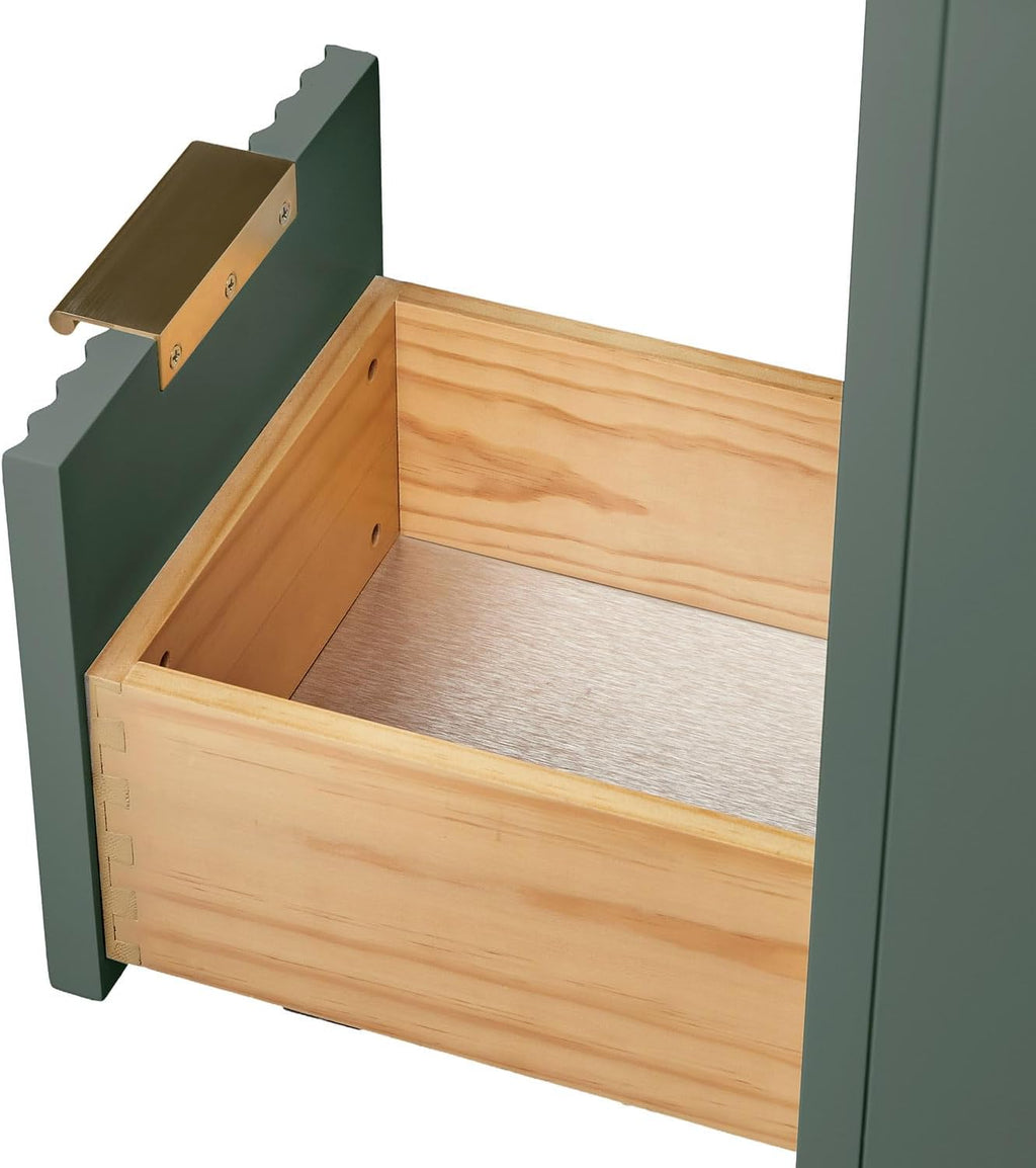 ARIEL Milan 48-inch Bathroom Vanity with Sink,Solid Wood, 1.5-inch Italian Carrara Marble Countertop, Single Rectangular Porcelain Sink, Soft Closing Doors, Dovetail Drawers, Vintage Green