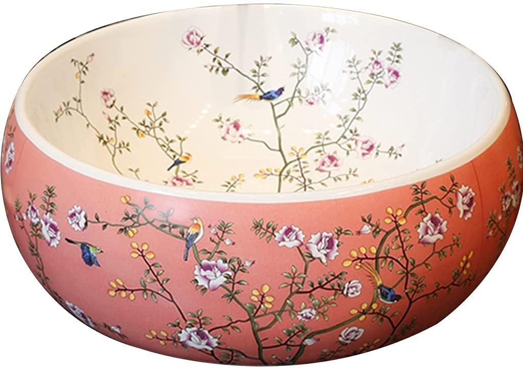 Bathroom Bar Vanity Vessel Sinks Above Counter Vanity Sink Tops Chinese Ceramic Lowes Bathroom Vanities Individual Flower and Bird Art Basin,42 * 15Cm,Pinkset,42 * 15cm