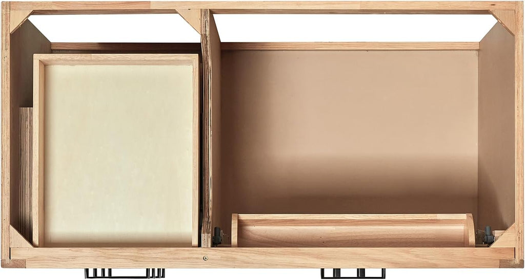 ARIEL Hepburn 42-inch Bathroom Vanity Base Cabinet,Solid Wood, 2 Soft Closing Doors, 5 Dovetail Drawers, White Oak