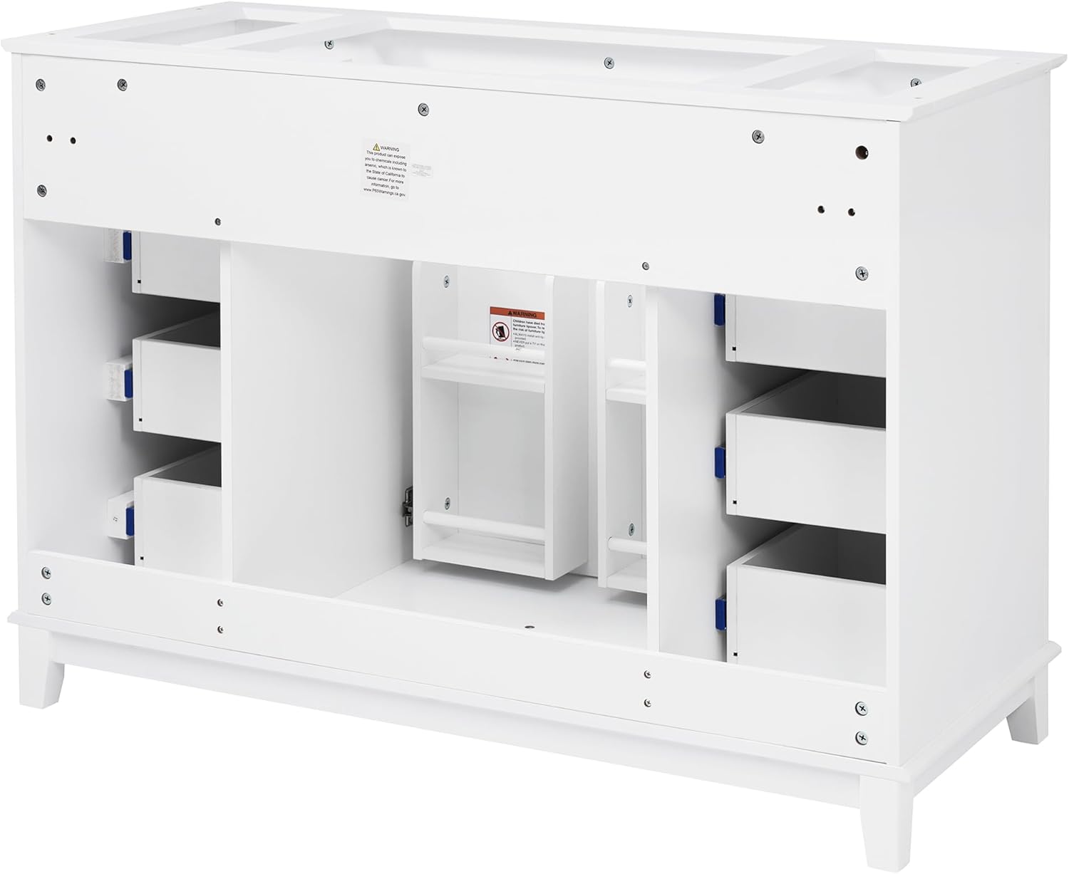 46' Bathroom Vanities Without Sink Top, Cabinet Base Only, Soft-Closing 6 Drawers and 2 Doors, Solid Wood Frame, White