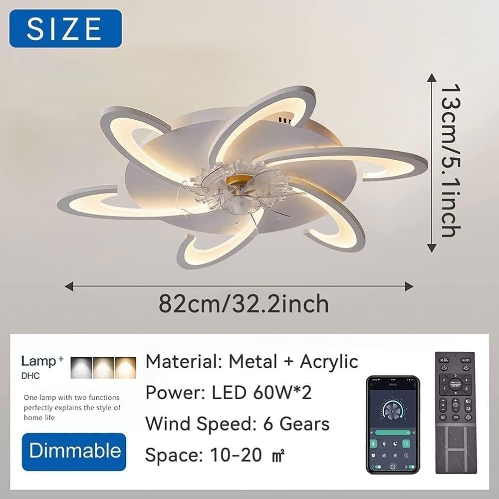Nordic Black Ceiling Fan Light with Remote Control Silent Ceiling Fan with Lights DC Motor 6-Speed Dimmable Ultra Thin Ceiling Fan Lamp for Bedroom Lounge Kitchen LED Boy Girl