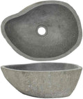 vidaXL Wash Basin, Bathroom Sink Bath Wash Bowl, Vanity Sink Bathroom Basin Small Bathroom Sink, Countertop Wash Basin Wash Sink, River Stone Oval