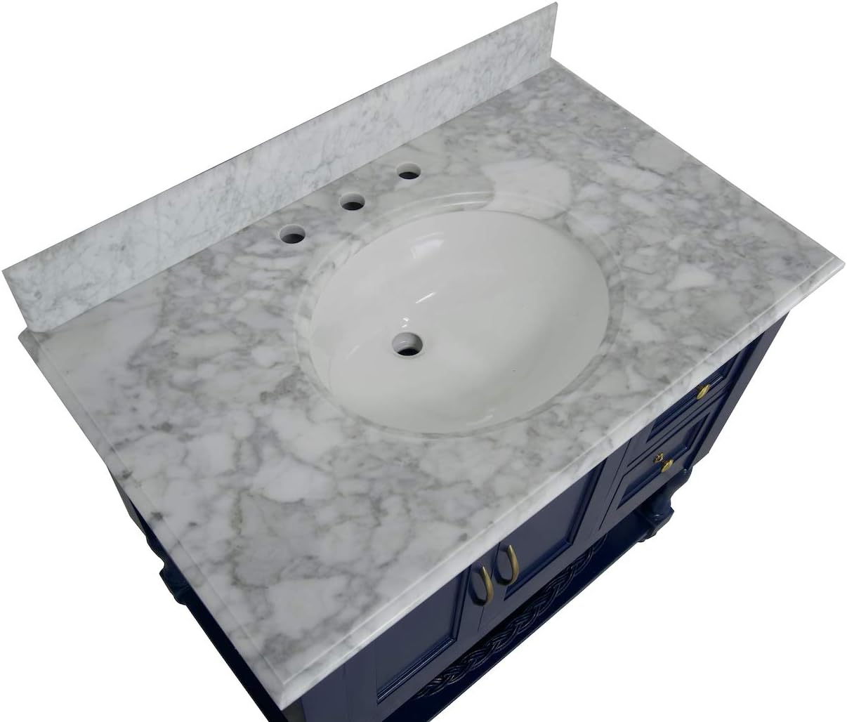 Kitchen Bath Collection Beverly 36-inch Bathroom Vanity (Carrara/Royal Blue): Includes Royal Blue Cabinet with Authentic Italian Carrara Marble Countertop and White Ceramic Sink