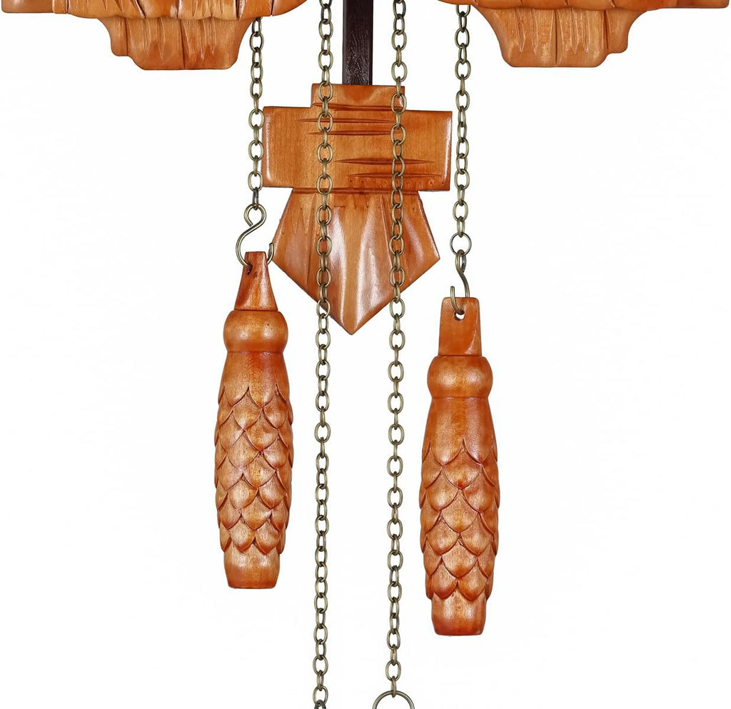 Kintrot Cuckoo Clock Black Forest Chalet Clock 11x22.5 Inches | Handcrafted Wooden Wall Clock with Singing Bird, Rotating Waterwheel, Night Mode and 12 Melodies