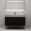 40' Bathroom Vanity with Sink Set, Modern Wall Mounted Bathroom Vanity Cabinet with Ceramic Sink,Gold Handle 2 Drawers&2 Storage Cabinets, Single Sink Floating Bathroom Vanity, Black Grey