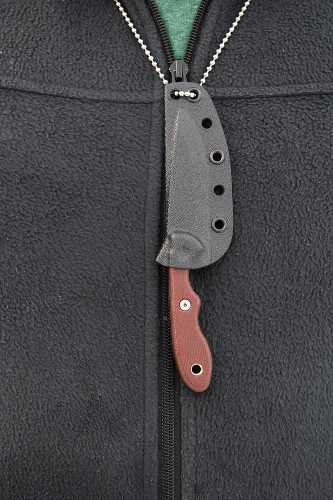 TOPS Knives Mini Scandi Knife Full Tang Fixed Blade- Black Traction Coating Blade Finish- Black Kydex Sheath