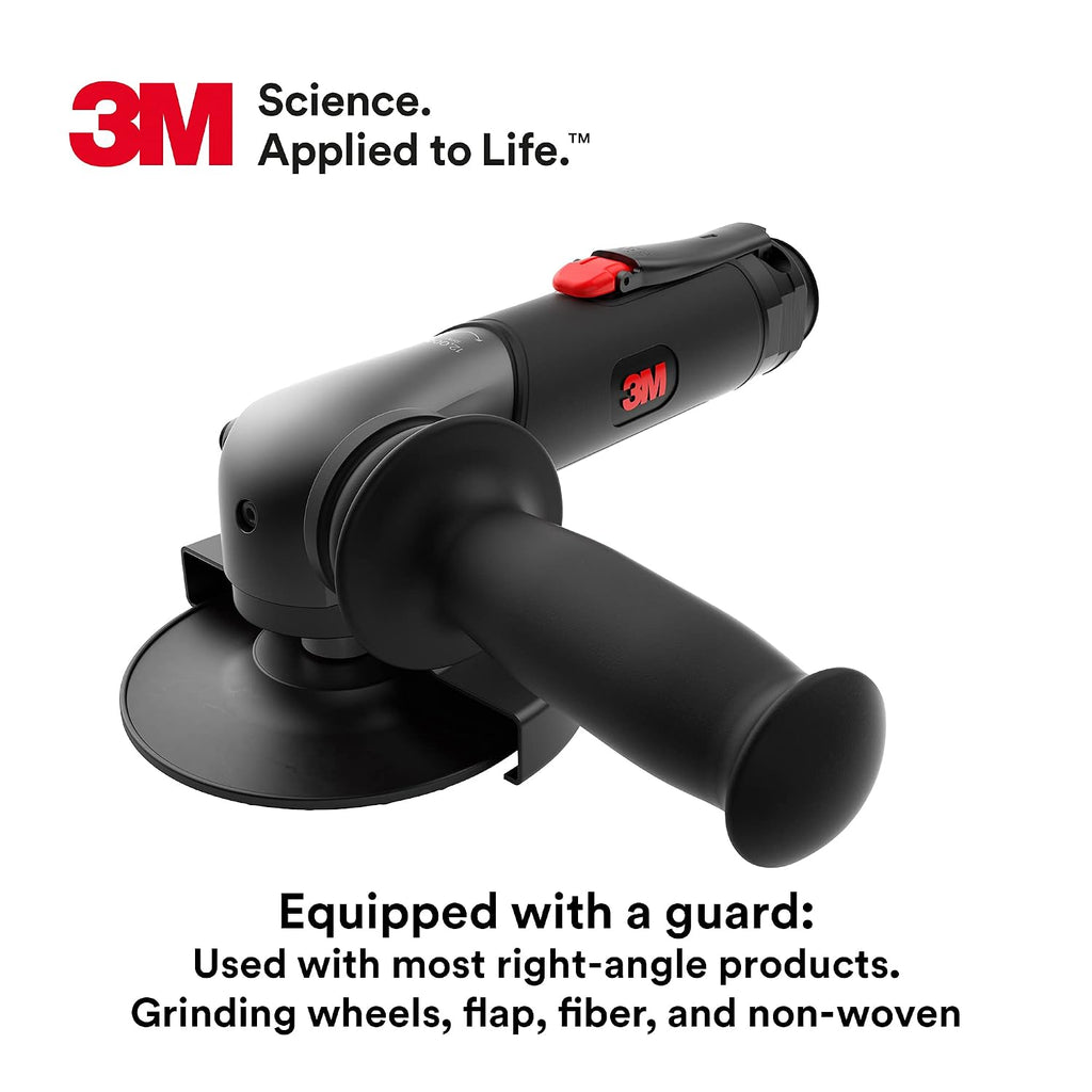 3M Pneumatic Grinder, 88566, 1.5 HP, 4-1/2' - 5' Discs, 12K RPM, Adjustable Guard, Ergonomic Design, Vibration-Reducing Side Handle, Spindle Lock, Wheel Autobalancer, Rear Mounted Exhaust