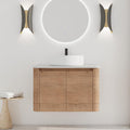 30 Inch Wall-Mounted Bathroom Vanity with Sink Combo Modern Floating Bathroom Vanitites with Round Ceramic Vessel Sink 30' Bathroom Sink Cabinet with Marble Counter Top & Soft Closing Door