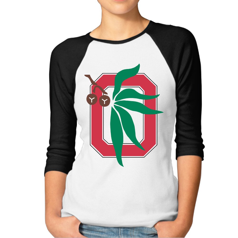 Ohio State Buckeyes Logo Ladies Raglan Baseball Jersey T-Shirt Top Crew Black