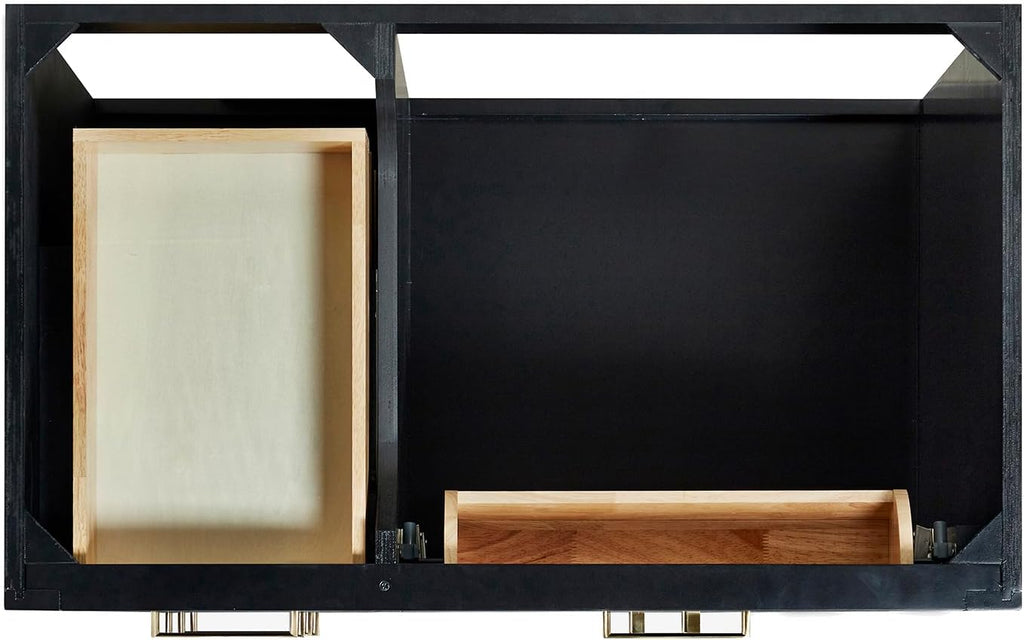 ARIEL Hepburn 36-inch Bathroom Vanity with Sink,Solid Wood, 1.5-inch Carrara White Quartz Countertop & Backsplash, Single Rectangular Porcelain Sink, 2 Soft Closing Doors, 5 Dovetail Drawers, Black