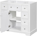 YOPTO 36' Bathroom Vanity Without Sink,Cabinet Base Only,One Cabinets and Six Drawers,Solid Wood Set Frame w/Multi-Functional Drawer Divider,Water-Proof,Stain Proof,White
