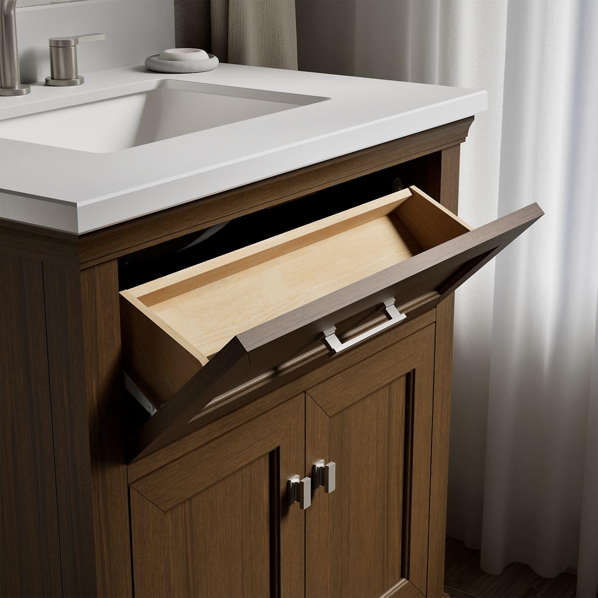 Kohler 29260-BD1-DAK Charlemont 30 in. Bathroom Vanity Cabinet with Sink and Quartz top, Draper Oak
