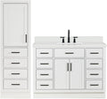 ARIEL Hepburn 69 Inch Includes 20 Inch Linen Cabinet and 1 of 49 Inch Single Rectangle Sink Bathroom Vanity with Pure White Quartz Countertop 1.5 Inch in White
