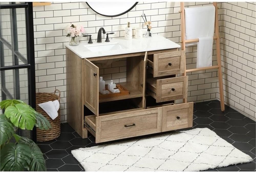 Elegant Decor Soma 42' Aluminum MDF Single Bathroom Vanity in Natural Oak