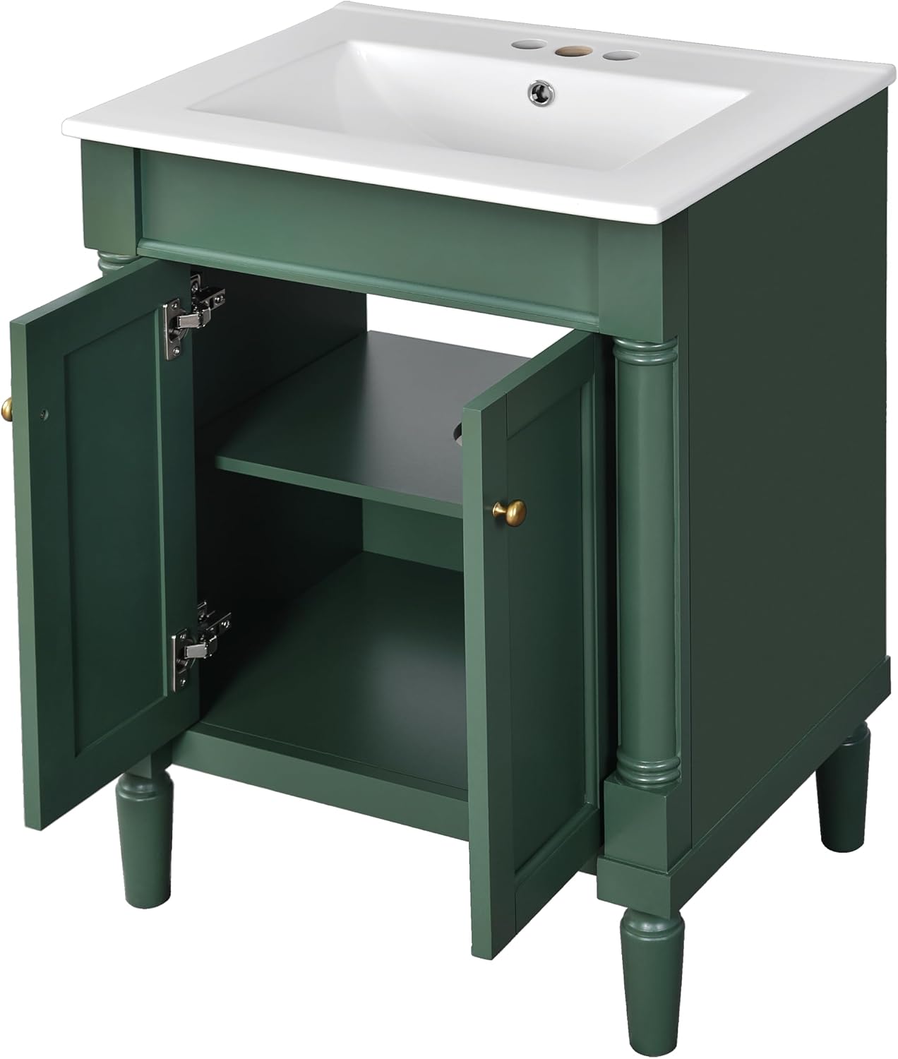 Merax 24' Bathroom Vanity with Sink, Powder Room Small Bathroom Vanity with 2-Door Cabinet, Undermount Sink, Solid Wood Frame Bathroom Storage Cabinet
