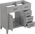 36 Inch Bathroom Vanity Without Sink, Base Only, Storage Cabinet with Doors and Drawers, Grey