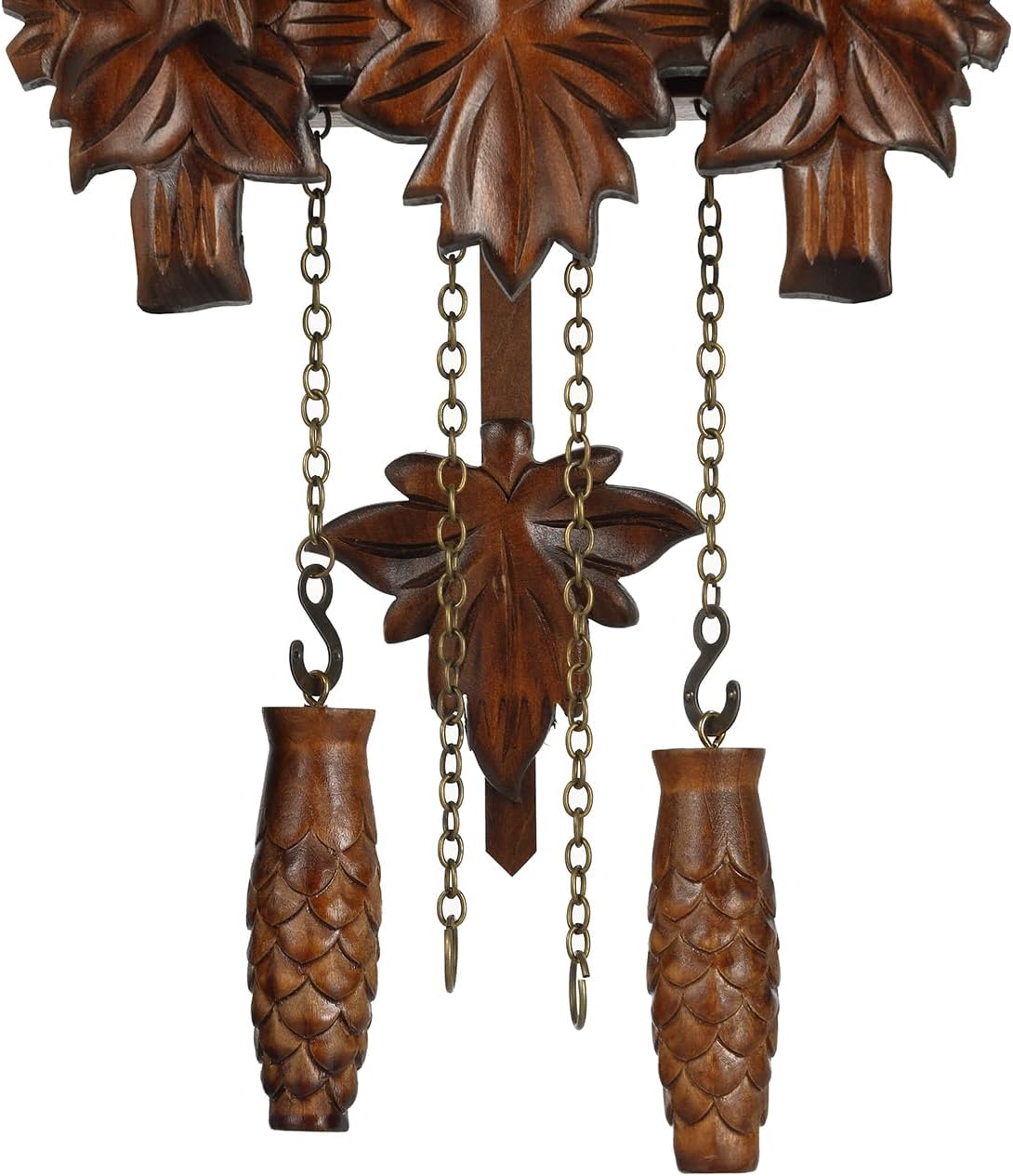Kintrot Cuckoo Clock, Traditional Black Forest Handcrafted Wooden Quartz Clock for Wall Antique Decroration with Maple Leaf Pendulum, 12 Melodies, Night Sensor and Singing Bird