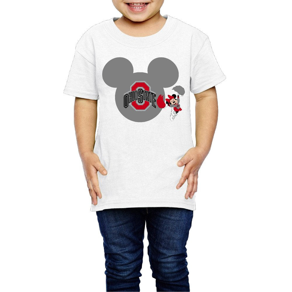 AK79 Children 2-6 Years Old Boys and Girls Ohio State Buckeyes Football T-Shirt White Size 5-6 Toddler