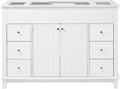 46' Bathroom Vanities Without Sink Top, Cabinet Base Only, Soft-Closing 6 Drawers and 2 Doors, Solid Wood Frame, White