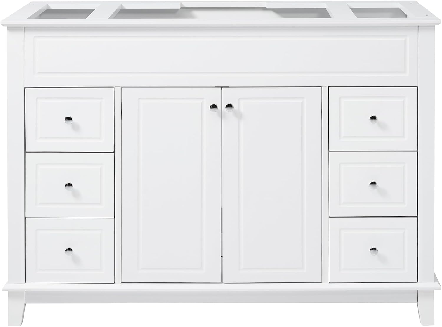 46' Bathroom Vanities Without Sink Top, Cabinet Base Only, Soft-Closing 6 Drawers and 2 Doors, Solid Wood Frame, White