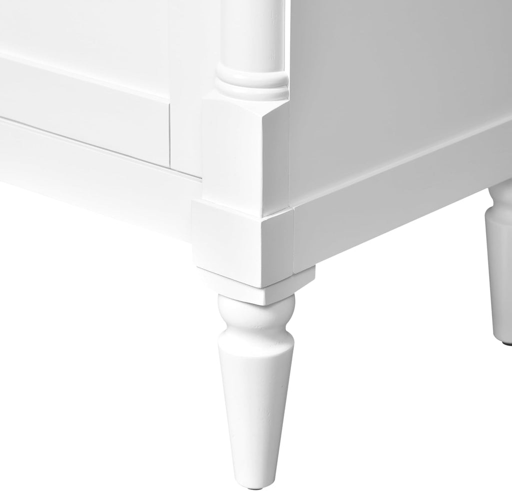 VilroCaz Modern 18'' Bathroom Vanity with Top Sink, Freestanding Bathroom Storage Cabinet with Door and Adjustable Shelf, Single Sink Cabinet with Nordic Style Legs (White-Retro)