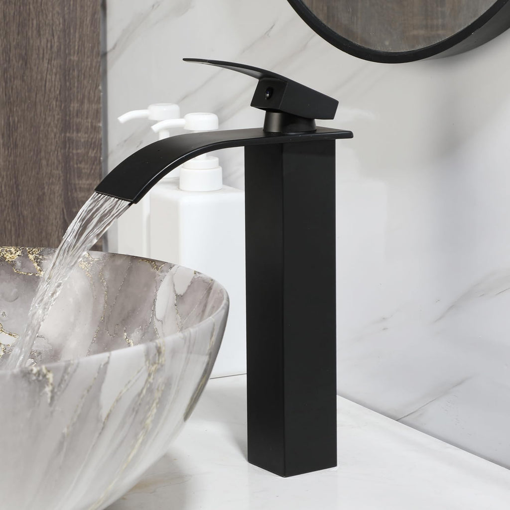 Marbling Small Vessel Sink With Black Faucet And Drain Combo Round Ceramic Basin Bowls Above Counter Bowl Sinks for Bathrooms Countertop Bathroom Sinks Gray With Gold