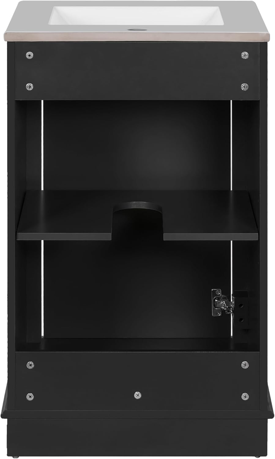 20-inch Bathroom Vanity with Sink Combo, Free-Standing Single Bathroom Storage Cabinet with Soft Close Door & Adjustable Shelf, Wooden Vanity Set with Ceramic Basin for Bathroom (Black)