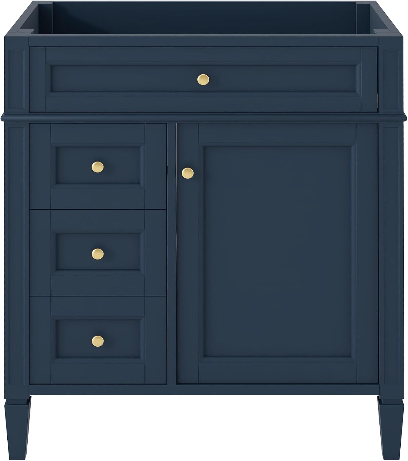 Favfurish 30' Bathroom Vanity Without Top Sink,Modern Freestanding Bath Storage Cabinet with 2 Soft-Close Drawers & Tip-Out Tray,Solid Wood Vanity Only w/Adjustable Shelf & Door Organizer,Blue