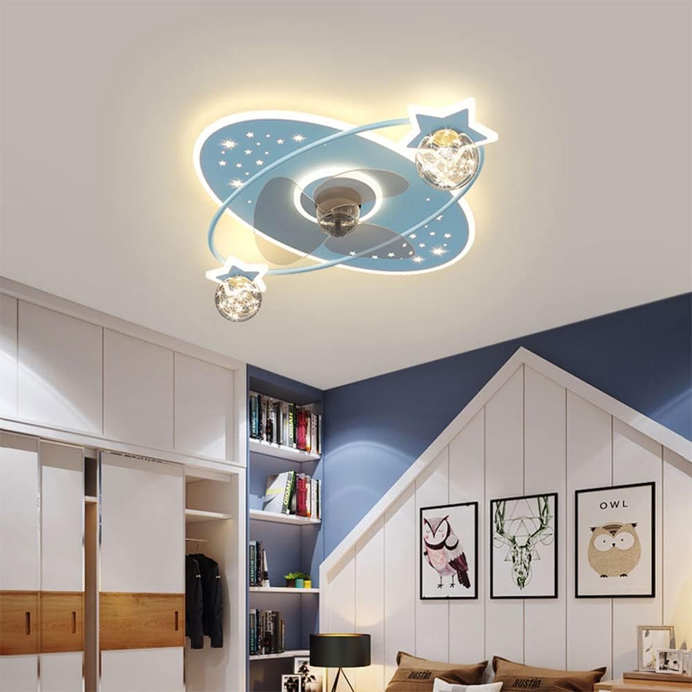 Dimmable Ceiling Lights Low Profile Flush Mount Ceiling Fan with LED Light Remote 6 Speeds Quiet Smart Ceiling Fan Light for Kids Room Bedroom Nursery Indoor