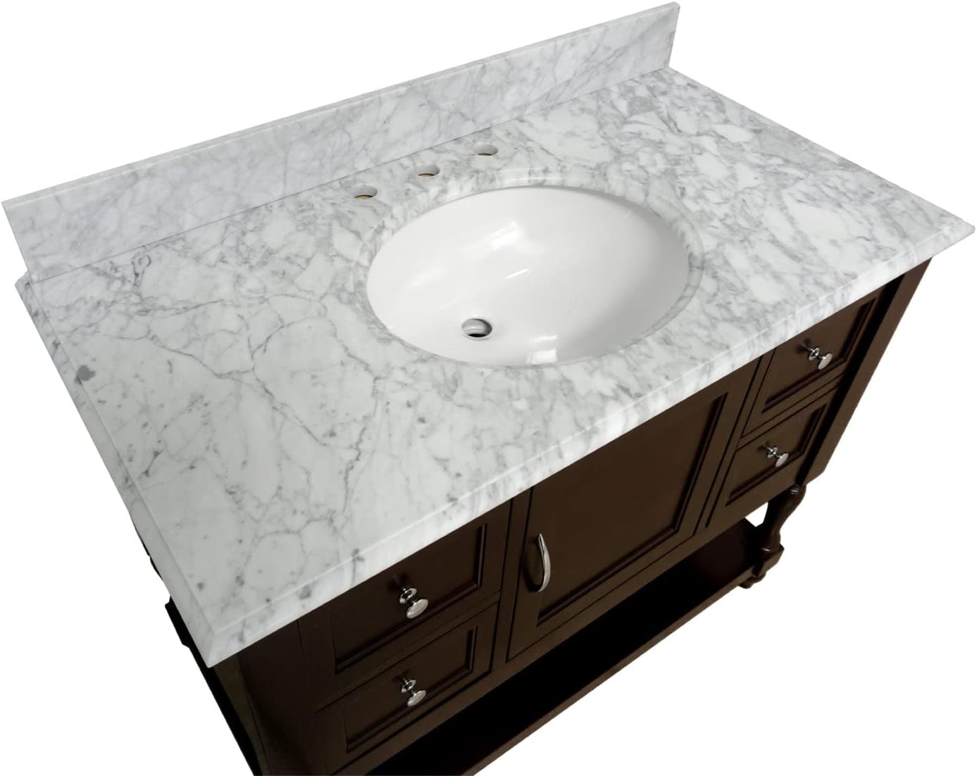 Kitchen Bath Collection Beverly 42-inch Bathroom Vanity (Carrara/Chocolate): Includes Chocolate Cabinet with Authentic Italian Carrara Marble Countertop and White Ceramic Sink