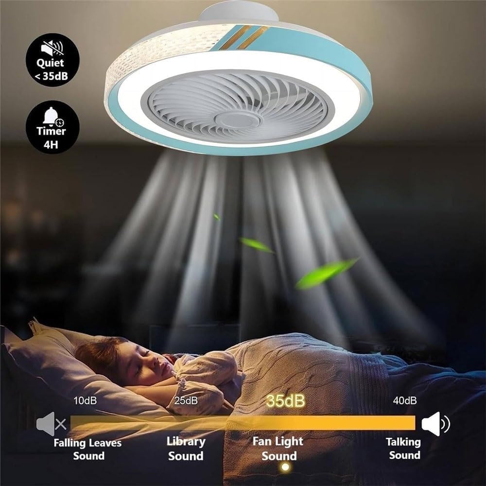 LED Quiet Ceiling Fan with Lighting, 50CM Blue 72W Dimmable Ceiling Fan Light with Remote Control and APP, Modern Crystal Ceiling Fan with Light for Living Room Bedroom