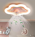 LED Ceiling Light With Fan, Cartoon Rainbow Cloud Fan Light, Remote Control Dimmable Ceiling Fan With Lighting, Modern 360° Rotating Girl's Room Pink Fan Light, 72w Mute Fan Light for Bedroom