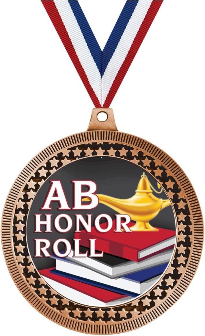 Crown Awards 2.75' AB Honor Roll Medal Award, Bronze Vega AB Honor Roll Team Trophy Award Includes Free Neck Ribbon