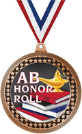 Crown Awards 2.75' AB Honor Roll Medal Award, Bronze Vega AB Honor Roll Team Trophy Award Includes Free Neck Ribbon