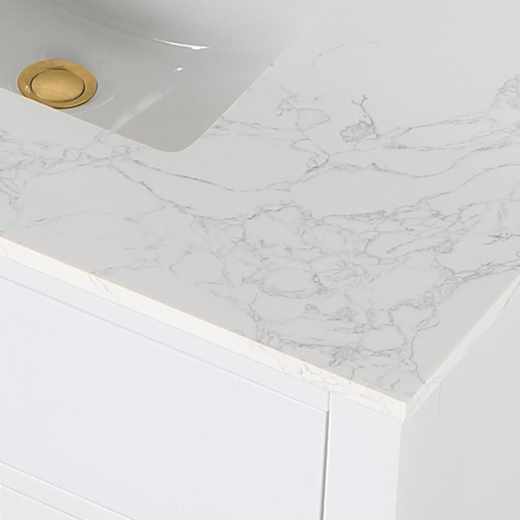 Altair Design Gavino 36' Wood Vanity in Light Brown with Composite Stone Top no Mirror