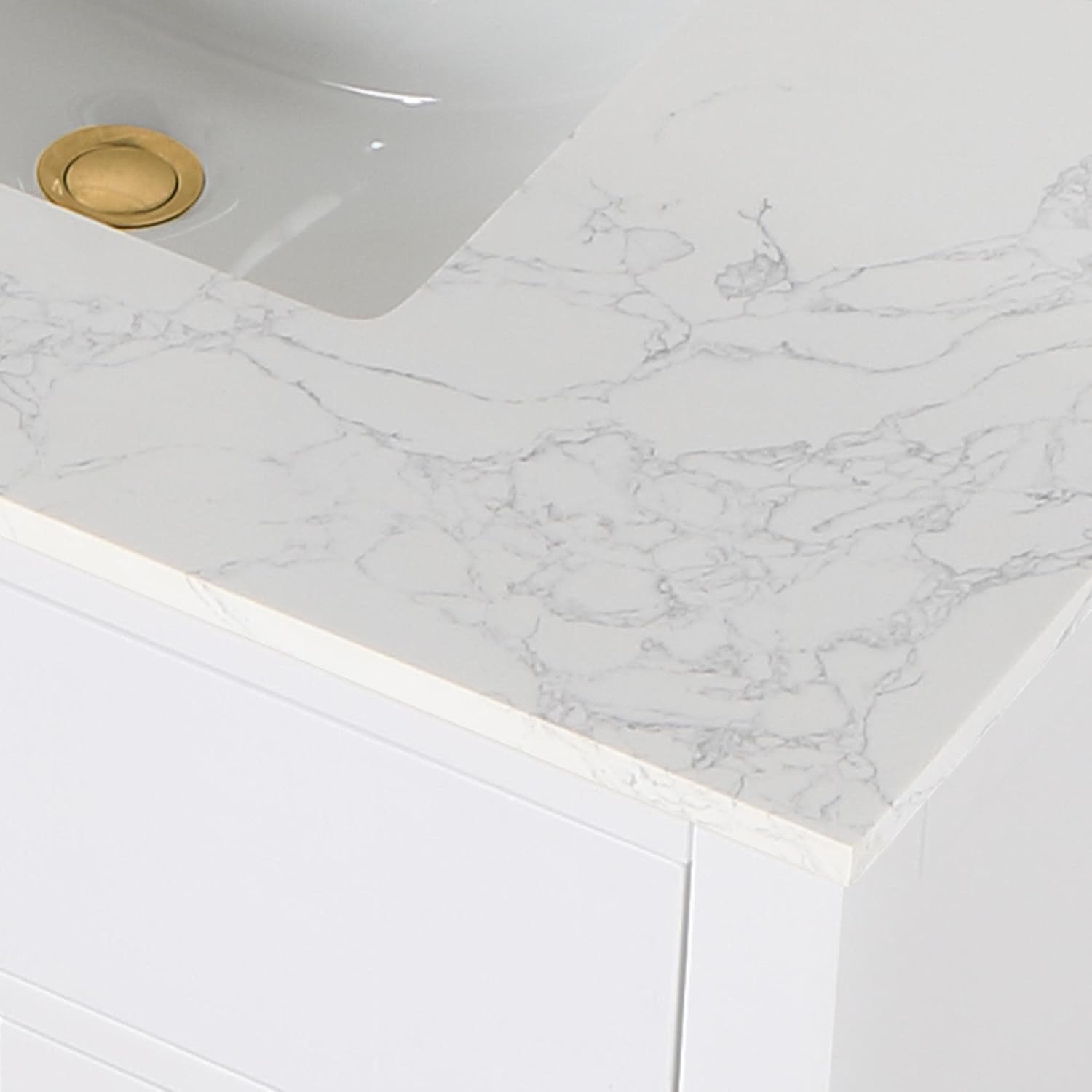 Altair Design Gavino 36' Wood Vanity in Light Brown with Composite Stone Top no Mirror
