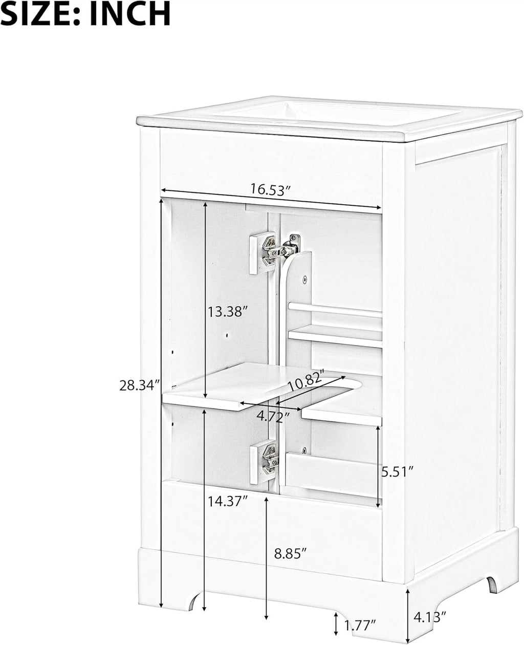 Harper & Bright Designs 20' Bathroom Vanity with Sink, Free Standing Single Basin Vanity Set with Soft Closing Door and Storage Rack, Solid Wood Bathroom Cabinet with Ceramic Basin for Bathroom, Grey