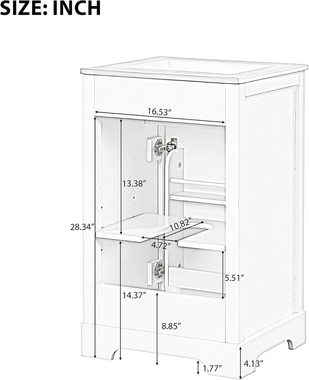20' Bathroom Vanity with Sink, Harper & Bright Designs Free Standing Single Basin Vanity Set with Soft Closing Door and Storage Rack, Solid Wood Bathroom Cabinet with Ceramic Basin for Bathroom, Black