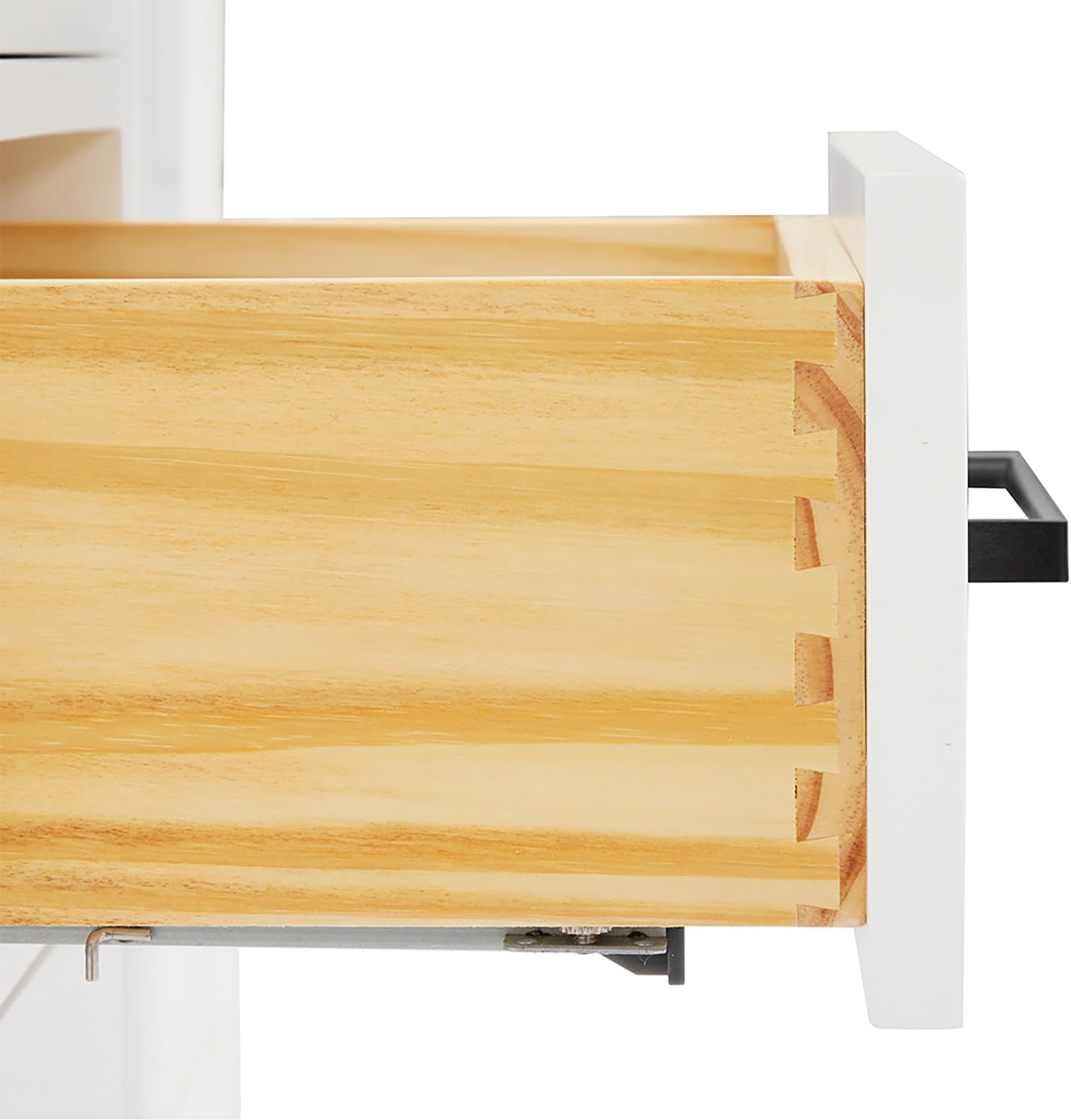 DKB Isabella 42-Inch White Bathroom Vanity with Sink, 1.5-Inch Edge Carrara Quartz Countertop, Solid Wood Frame, Oval Sink, 2 Soft Closing Doors, 9 Dovetail Drawers, Toe Kick