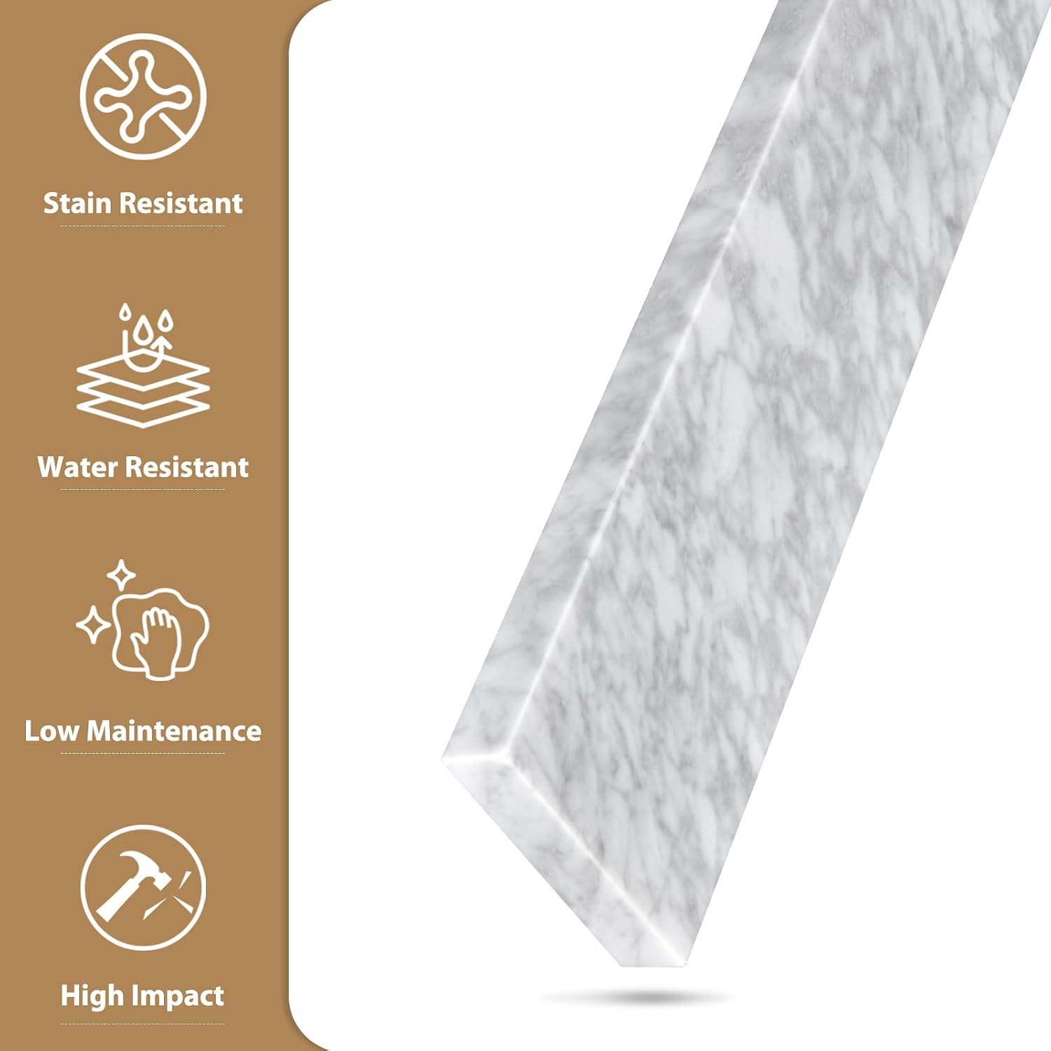 48 Inch Natural Marble Bidesplash for Bathroom Vanity Sink Top,Universal Bathroom Vanity Backsplashes,48 in. W x 4 in. H Backsplash in Carrara Marble