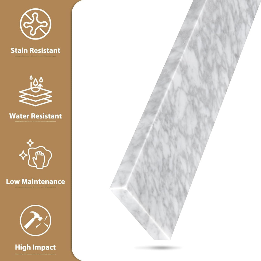 36 Inch Natural Marble Bidesplash for Bathroom Vanity Sink Top,Universal Bathroom Vanity Backsplashes,36 in. W x 4 in. H Backsplash in Carrara Marble
