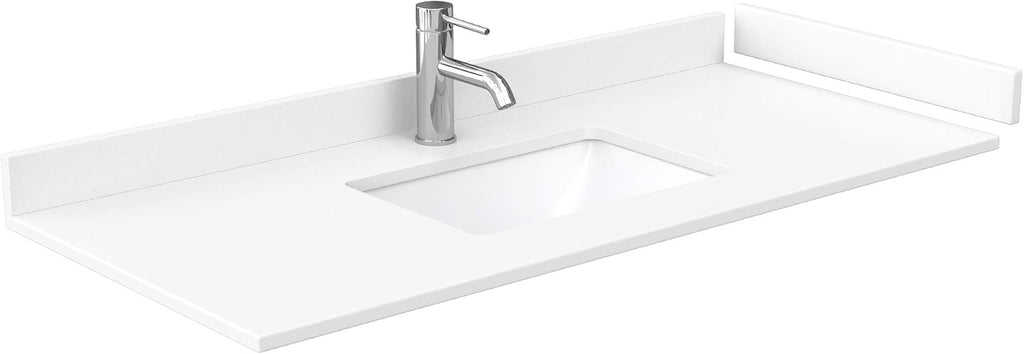 Beckett 48 Inch Single Bathroom Vanity in Dark Blue, White Cultured Marble Countertop, Undermount Square Sink, Brushed Gold Trim
