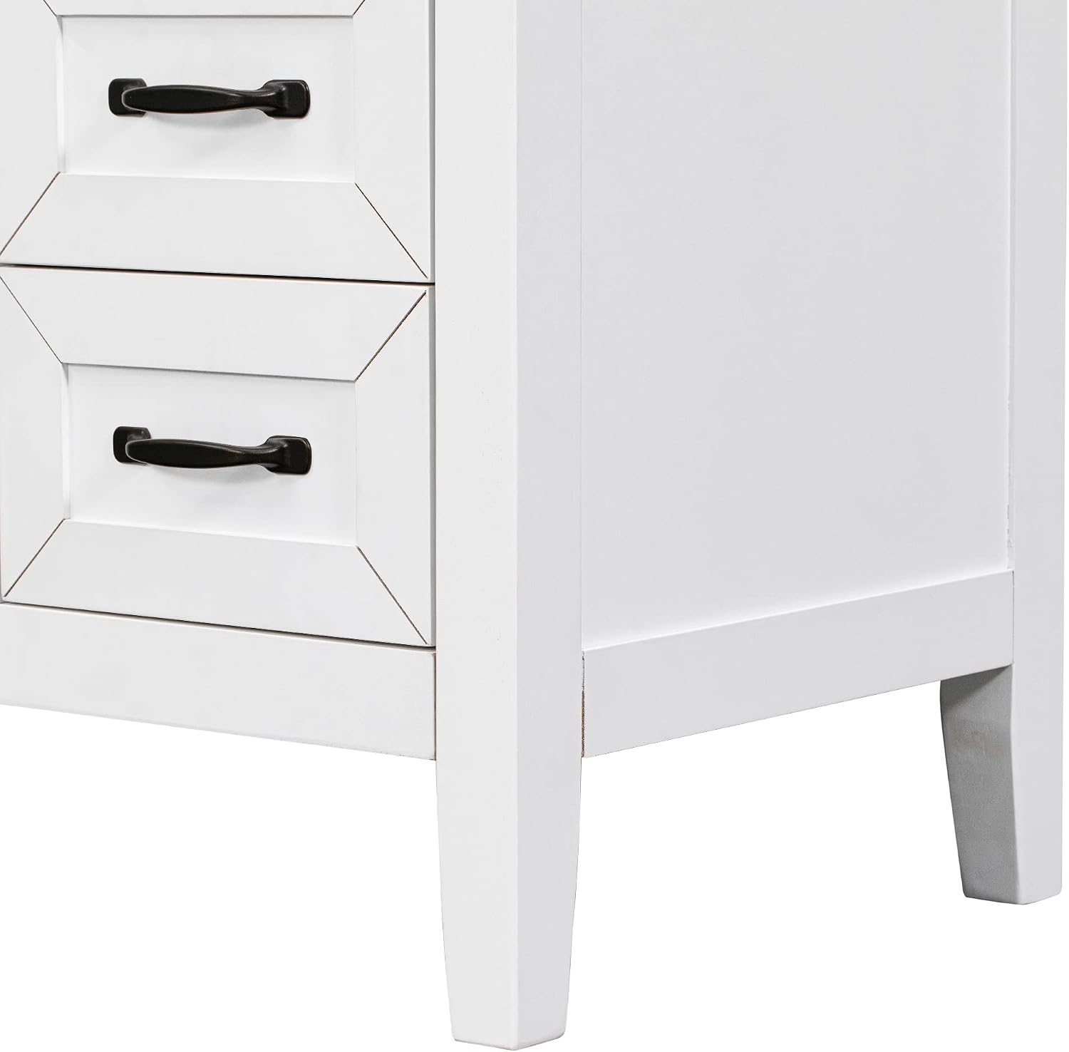 36' Bathroom Vanities Cabinet with Ceramic Sink Top, Two Doors and Three Drawers, Soft-Closing Door, Solid Wood Legs, White