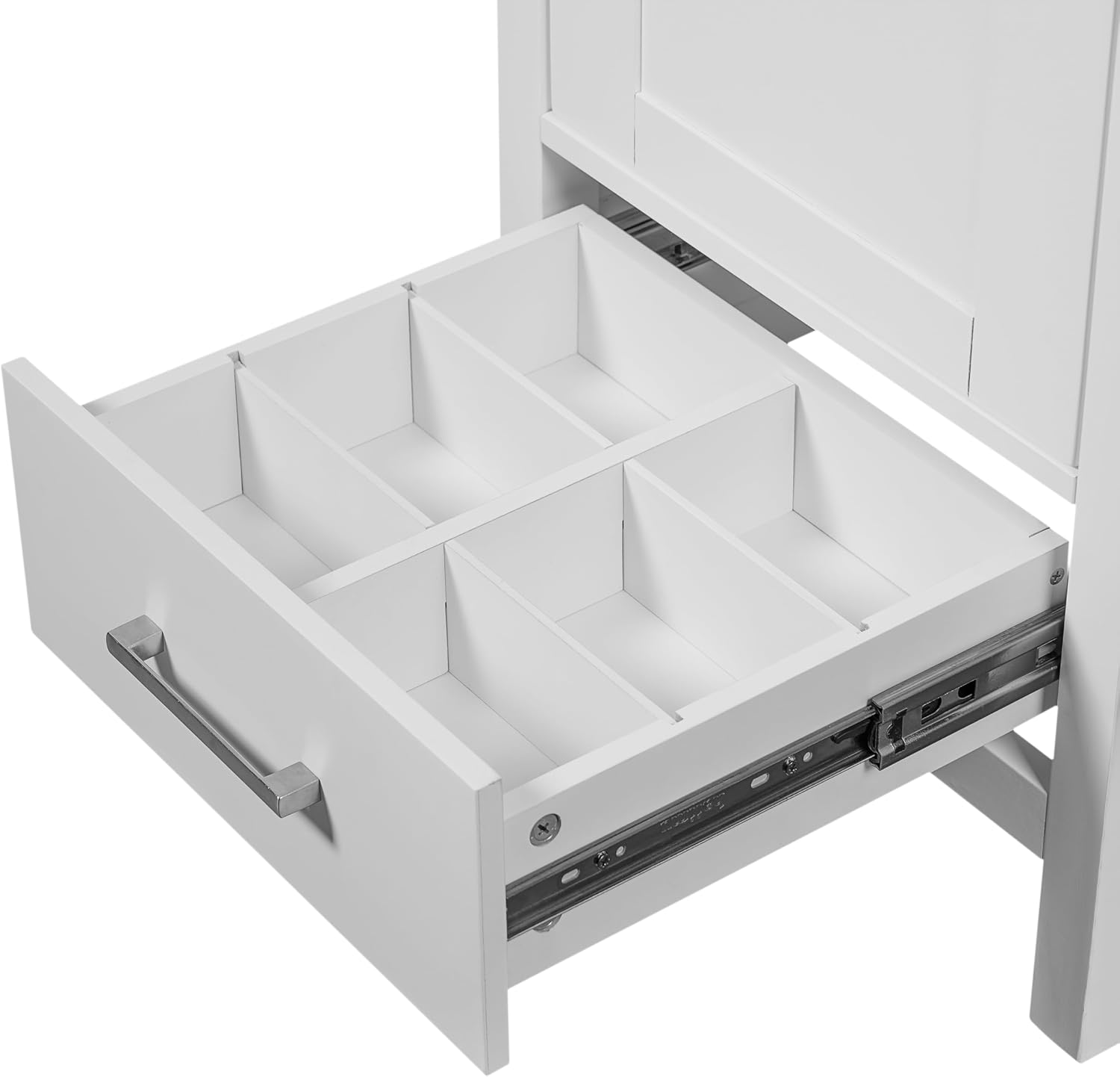 VilroCaz Modern 18'' Bathroom Vanity with Top Sink, Freestanding Bathroom Storage Cabinet with Door and Divider Drawer, Single Sink Cabinet with Adjustable Plastic Foot Pads (White+1 Drawer)